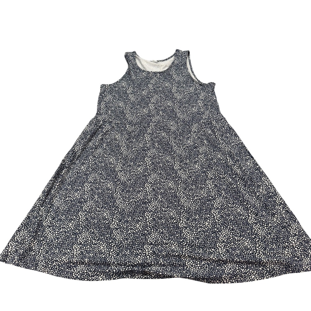 Old Navy Womens Large Navy Blue White Dot Sleeveless Fit Flare Jersey Dress NWT